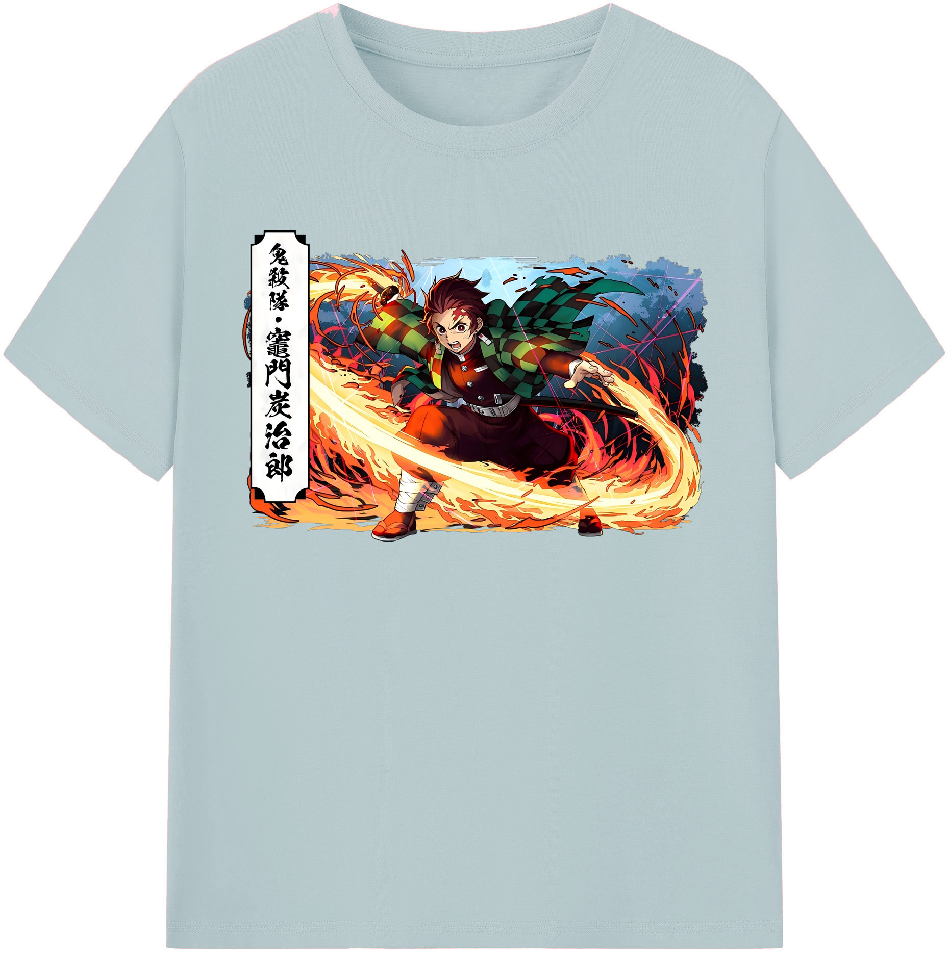 （画像用） 鬼滅の刃 竈門 炭治郎／かまど たんじろう Kamado Tanjirou 綿100％半袖Tシャツ（フロントプリント）